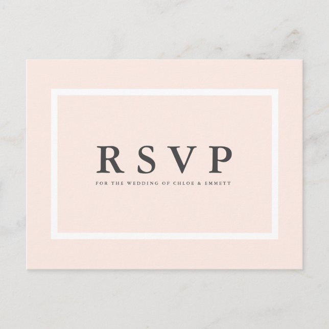 Postal RSVP rosa Rubor con opciones de comida (Anverso)
