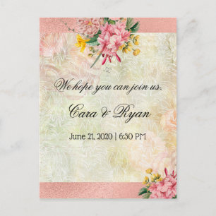 Postal RSVP Rústica de estilo rústico vintage floral rosa