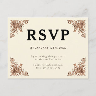 Postal RSVP Vintage Libro Ornamental Dirigido a Sí Mismo