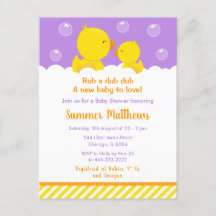Rubber Ducky Baby Shower amarillo y morado