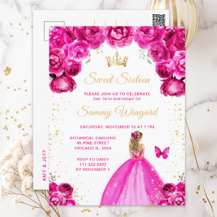 Postal Rubia Cabello Rosa Caliente Princesa Dulces Diecis