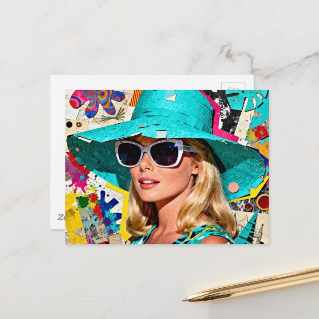 Postal Rubia con sombrero azul (Anverso/Reverso In Situ)