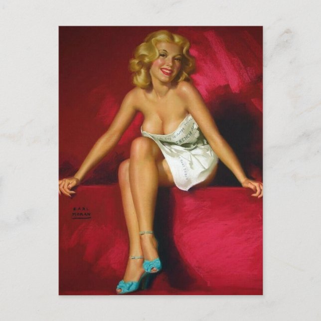 Postal Rubia sexy ● Alfiler de cosecha ・ (Anverso)
