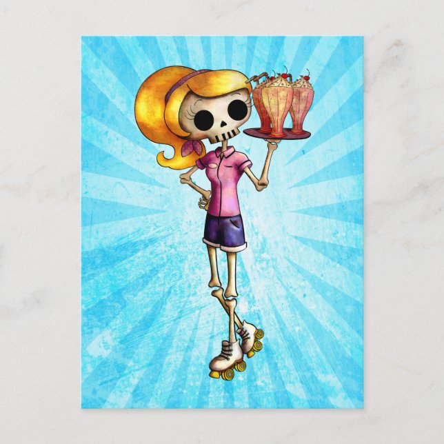 Postal Rubia Skeleton Waitress (Anverso)