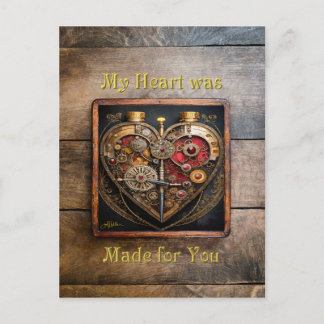 Postal Rubíes Steampunk Y Engranajes Corazón Oscuro
