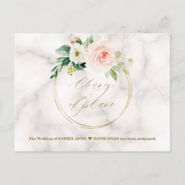 Postal Rubor Floral Marble Gold Change Of Planes Boda