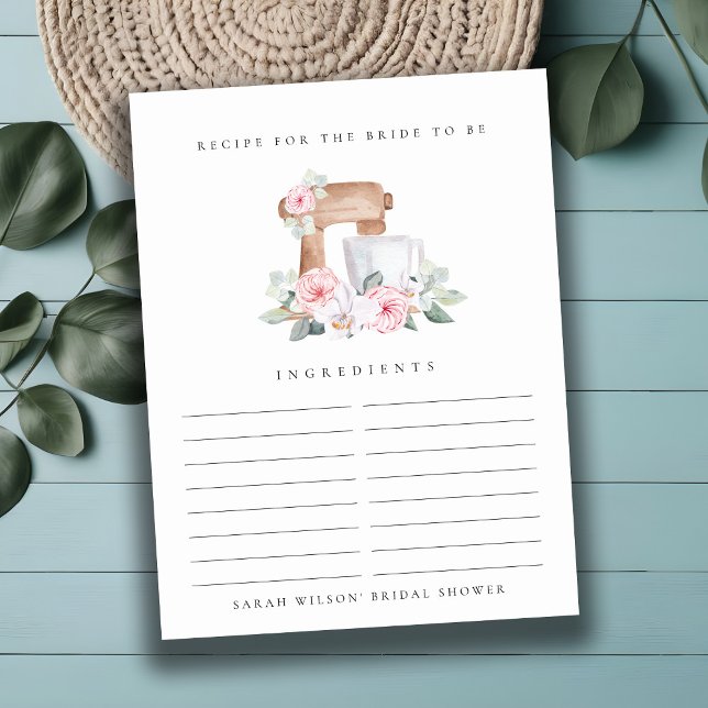 Postal Rubor Mixer Receta Floral Solicitar Ducha De Novia (Subido por el creador)