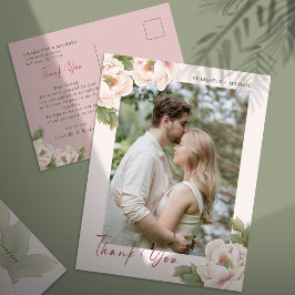 Postal Rubor Peony Floral Photo Boda Gracias Postca