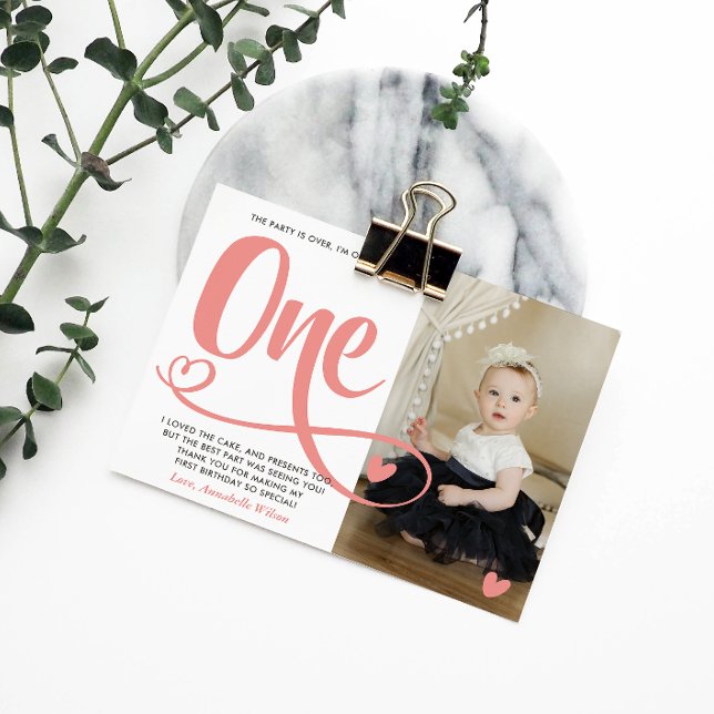 Postal Rubor Pink 1er cumpleaños gracias (Subido por el creador)