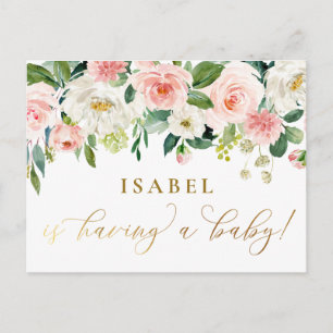 Postal Rubor Pink Watercolor Floral Farmhouse Baby Shower