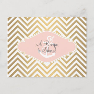 Postal Rubor Preppy Chevron Stripe Modern Nautical Anchor