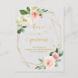 Postal Rubor White Flowers Gold Love es Boda de pacientes