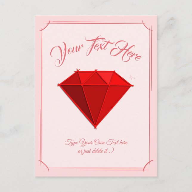 Postal Ruby Gemstone. Joyería. 40 Aniversario Boda (Anverso)