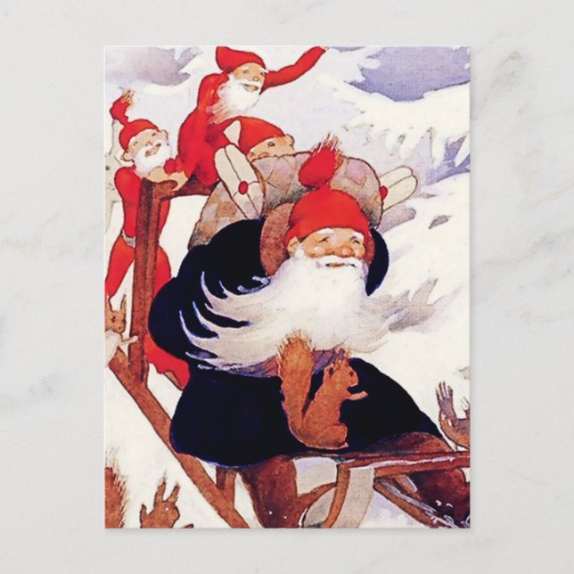 Postal Rudolf Koivu “Paseo en trineo de los elfos” (Anverso)