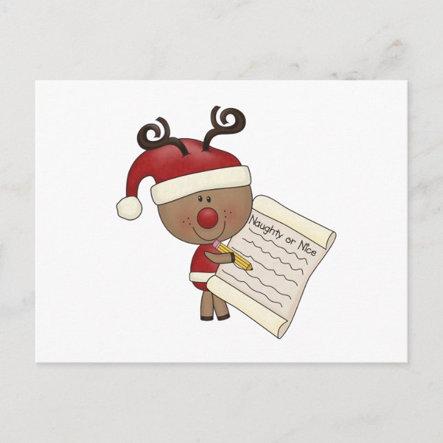 Postal Rudy Reindeer Naughty o Nic (Anverso)