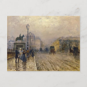 Postal Rue de París con Carritos de Giuseppe de Nittis