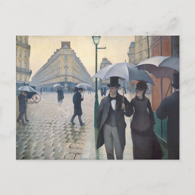 Postal Rue de París de Caillebotte, temps de pluie (Anverso)