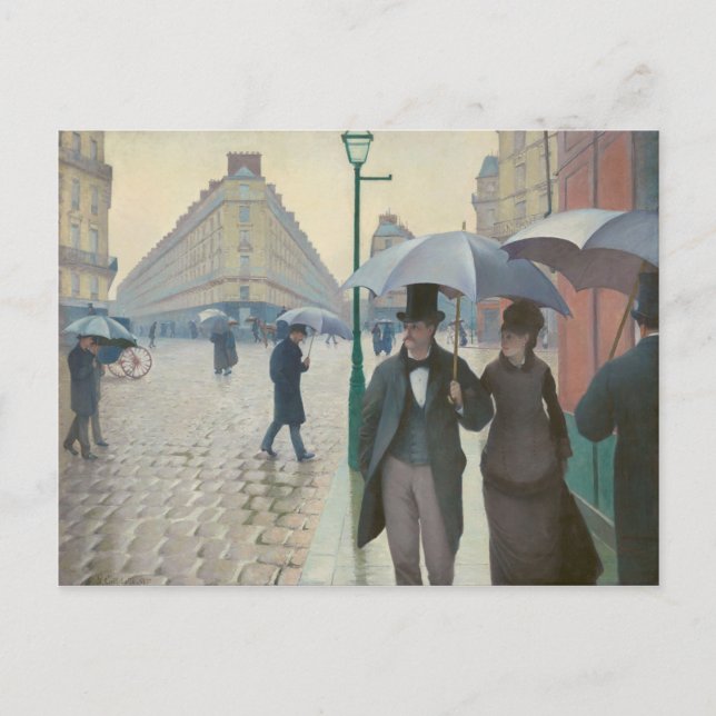 Postal Rue de Paris Temps de Pluie por Gustave Caillebott (Anverso)