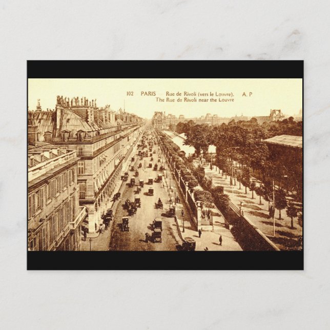 Postal Rue de Rivoli, Paris 1910 Vintage (Anverso)