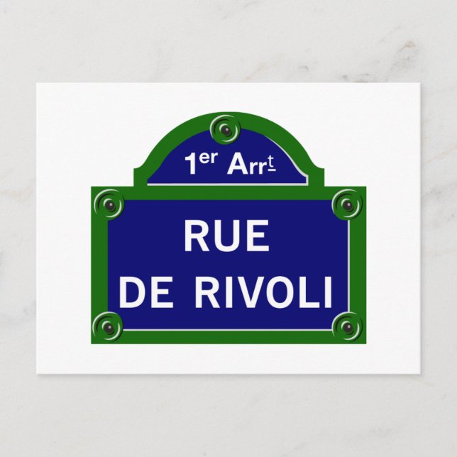 Postal Rue de Rivoli, Rótulo de la calle de París (Anverso)