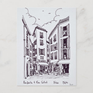 Postal Rue Droite & Rue Collet   Niza antigua, Francia