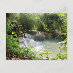 Postal Rueda de agua en río forestal, cataratas Khoung Si