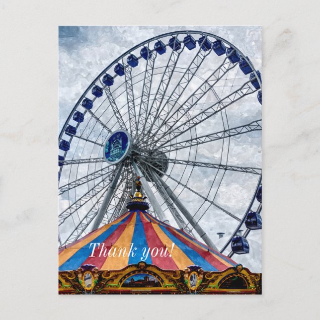 Postal Rueda de Chicago de Navy Pier Gracias (Anverso)