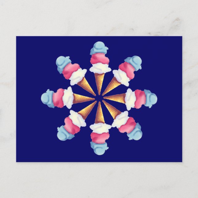 POSTAL RUEDA DE CONO DE HELADO DE SHARON SHARPE (Anverso)