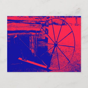 Postal Rueda de giro roja y azul