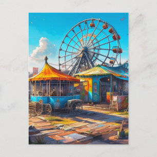 Postal Rueda de la fortuna vacía del carnaval abandonada