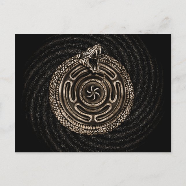 Postal Rueda de odio con ouroboros (Anverso)