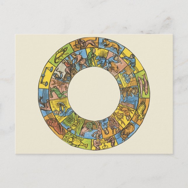Postal Rueda de zodiaco esterográfica (Anverso)
