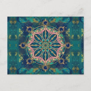 Postal Rueda Dharma - Dharmachakra Gemstone & Gold