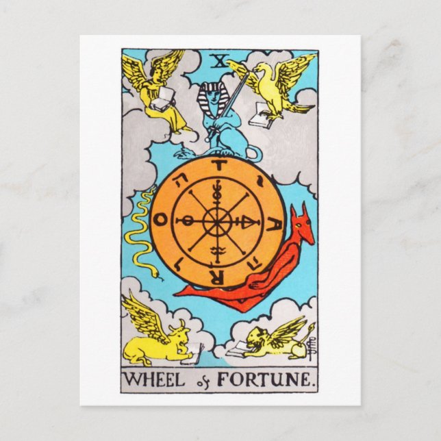 Postal rueda tarot de fortuna (Anverso)