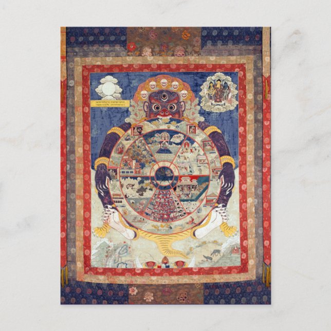 Postal Rueda tibetana del ciclo vital de Samsara (Anverso)