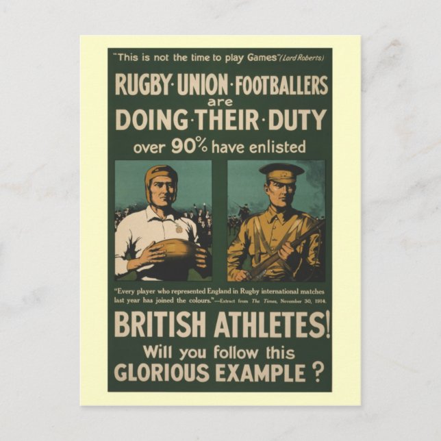 Postal Rugby británico, futbolistas piden servicio (Anverso)
