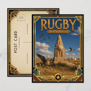 Postal Rugby North Dakota Arte Deco Vintage Edad de Oro