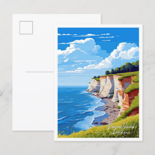 Postal Rugen Island Alemania Viaje Ilustracion Vintage