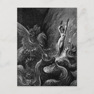 Postal Ruggiero rescatando a Angélica por Gustave Doré