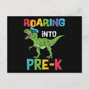 Postal Rugiendo Pre-K De Vuelta Al Colegio T rex Dinosaur
