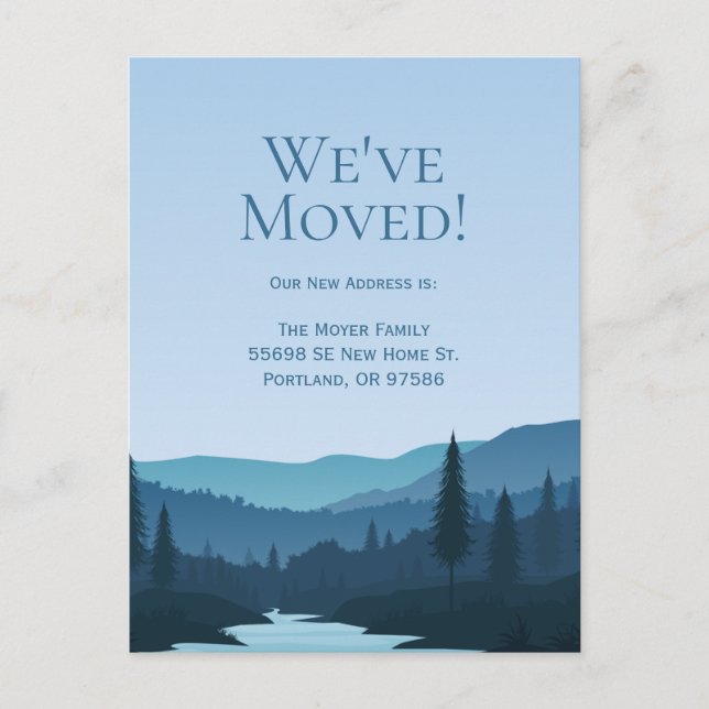 Postal Ruido forestal de montaña con pinos (Anverso)