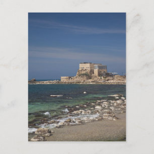 Postal ruinas de Cesarea del puerto construido por Herode