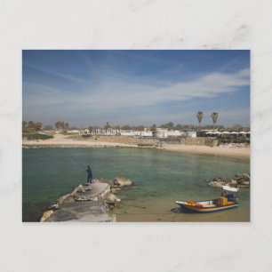 Postal Ruinas de Cesarea del puerto construido por Herode