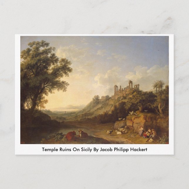 Postal Ruinas De Templo Sobre Sicilia Por Jacob Philipp H (Anverso)