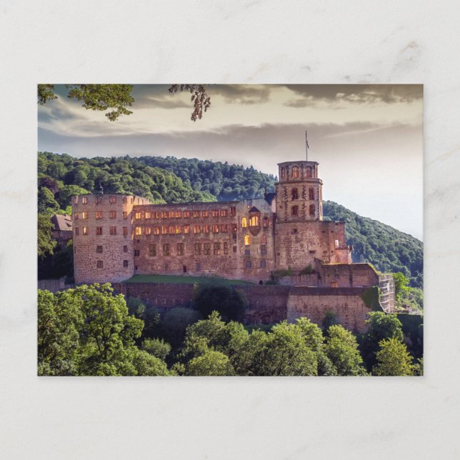 Postal Ruinas famosas de castillo, Heidelberg, Alemania (Anverso)