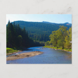 Postal Rumania, el Moldavia, río entre los bosques del