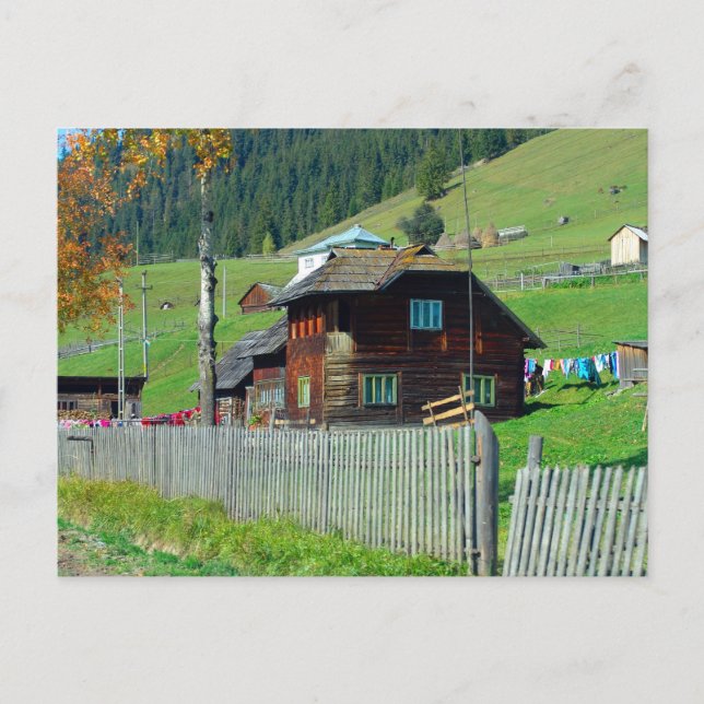 Postal Rumanía, Moldavia, Granja rural (Anverso)