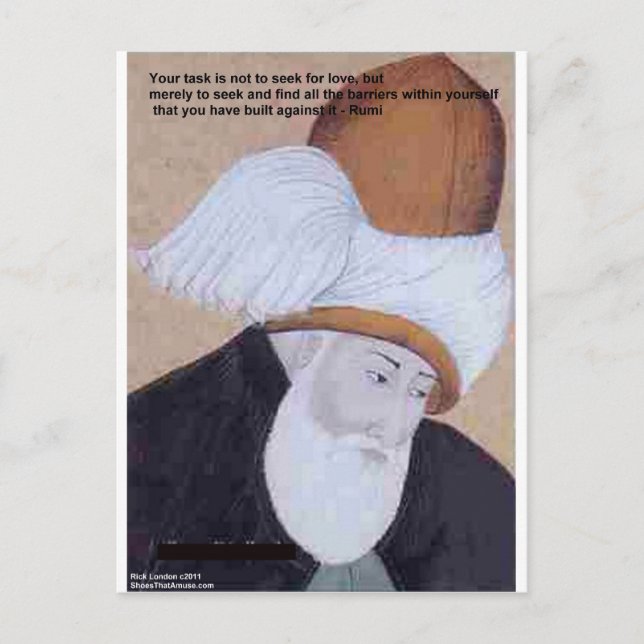 Postal Rumi "Obstáculos Del Amor" Cita En Regalos Cartas  (Anverso)