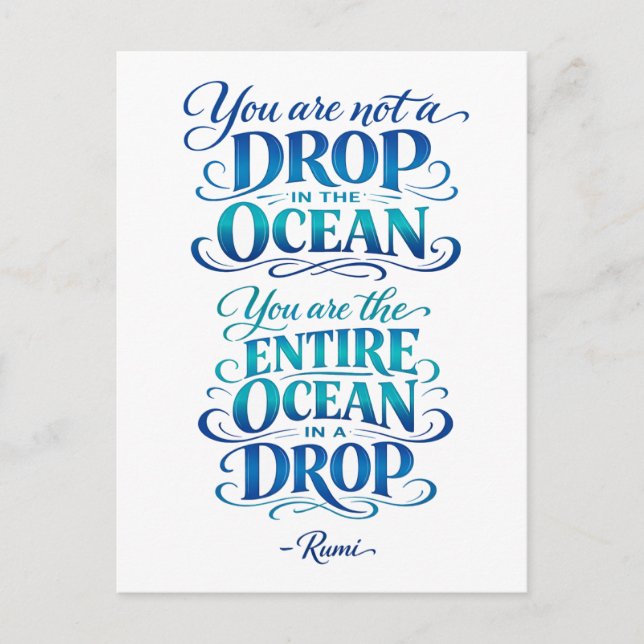 Postal Rumi Quote: Not A Drop in the Ocean (Anverso)