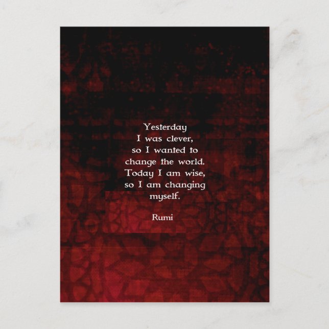 Postal Rumi Wisdom Cita sobre cambio y limpieza (Anverso)